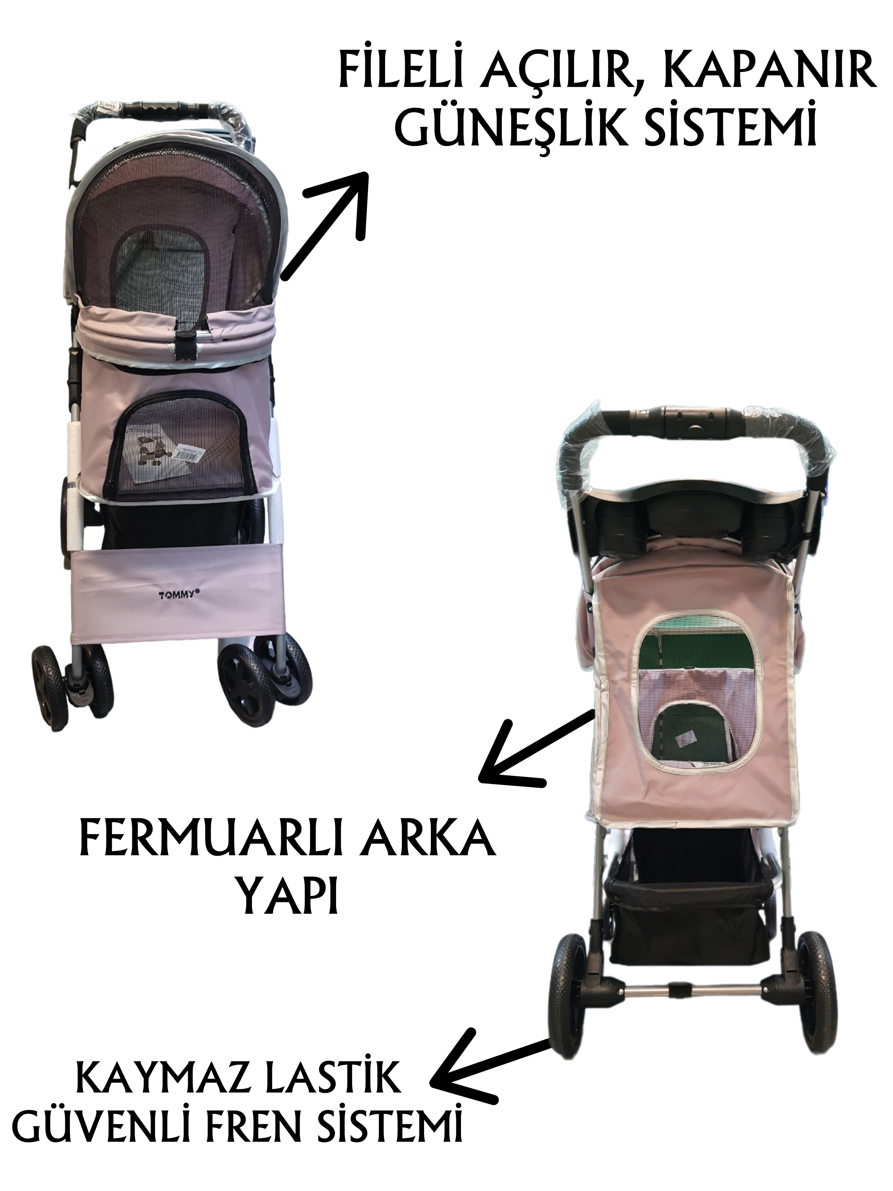 Tommy%20Evcil%20Hayvan%20Arabası%2078x46x99,54cm%20Pembe%20Max%2015%20Kg