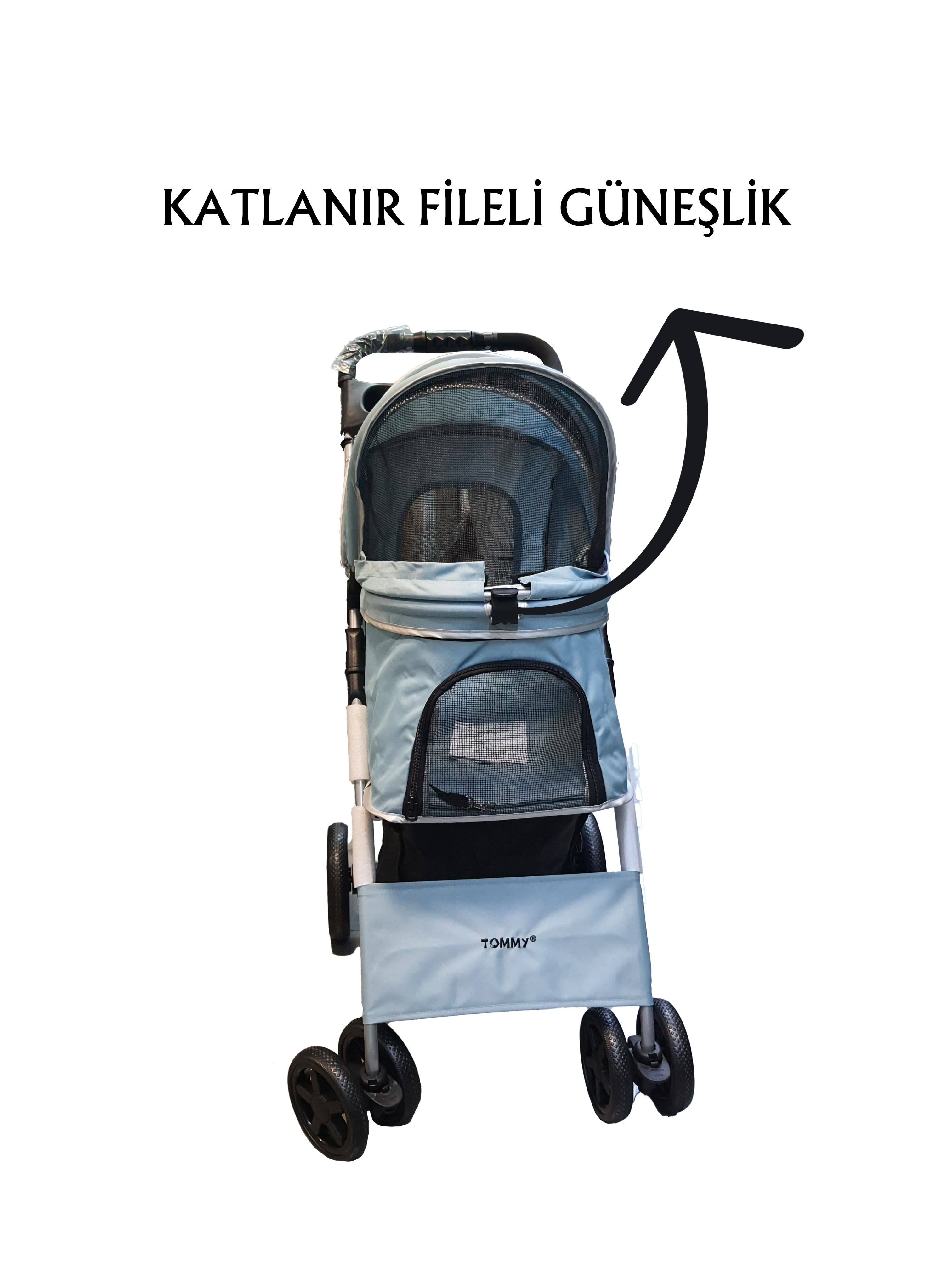 Tommy%20Evcil%20Hayvan%20Arabası%2078x46x99,54cm%20Turkuaz%20Max%2015%20Kg