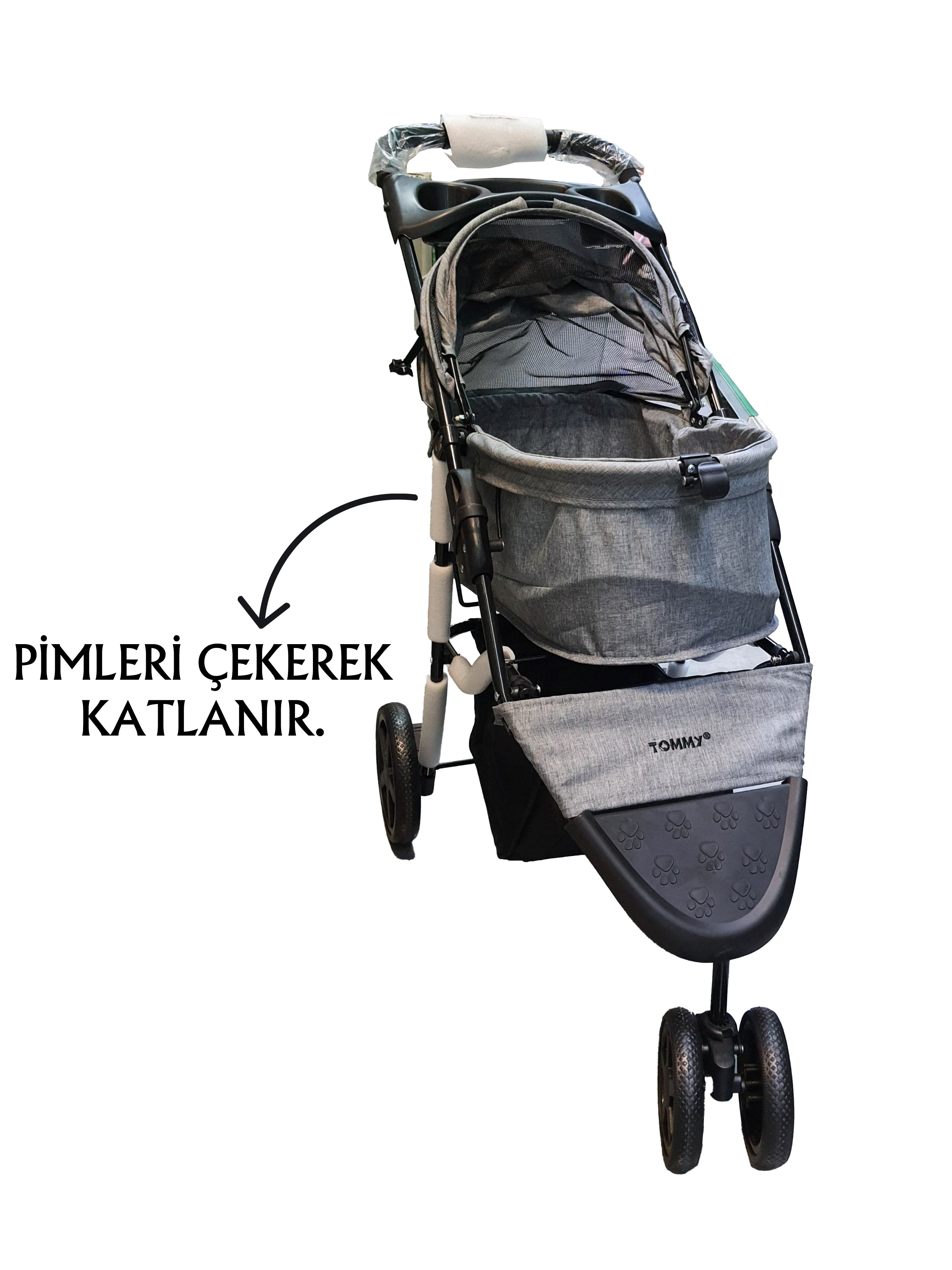 Tommy%20Evcil%20Hayvan%20Arabası%2086x46x94,5cm%20Gri%20Max%2015%20Kg