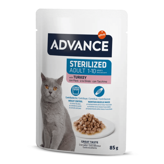 Advance Cat Sterılızed Turkey Wet Pouch 12x85gr