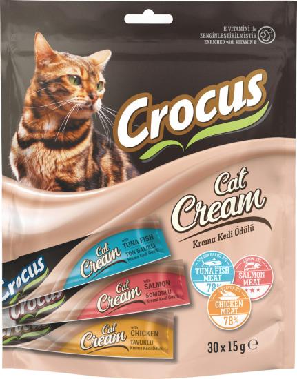 Crocus Çoklu Tavuklu & Ton Balıklı & Somonlu Krema Kedi Ödülü 30x15g